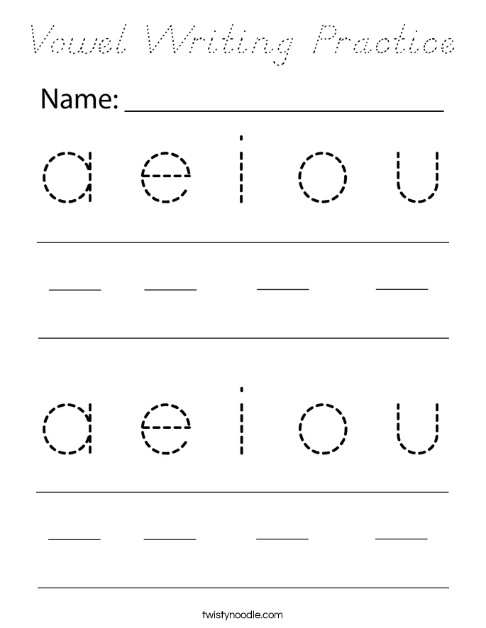 Vowel Writing Practice Coloring Page