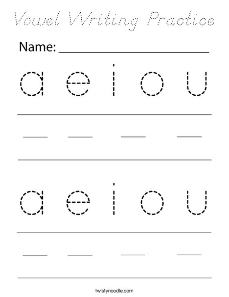 Vowel Writing Practice Coloring Page