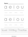 Vowel Writing Practice Worksheet