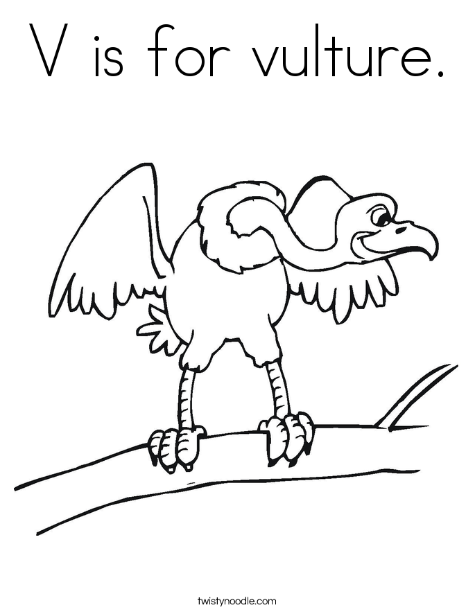 V is for vulture. Coloring Page