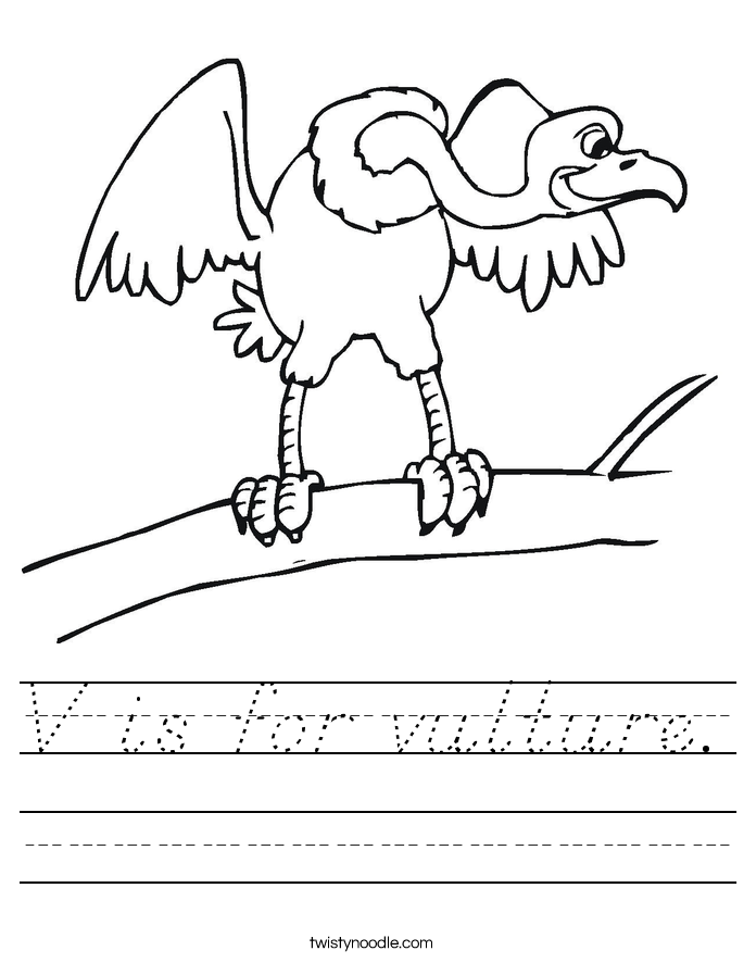 V is for vulture. Worksheet