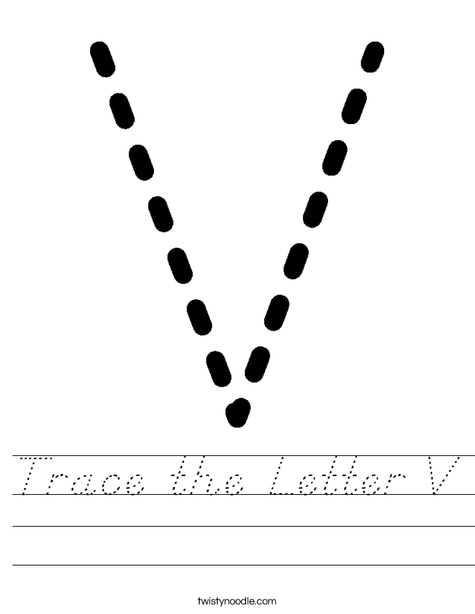 Trace the Letter V Worksheet