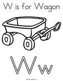 W is for Wagon Coloring Page