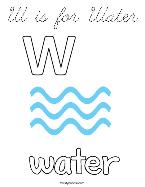 W is for Water Coloring Page