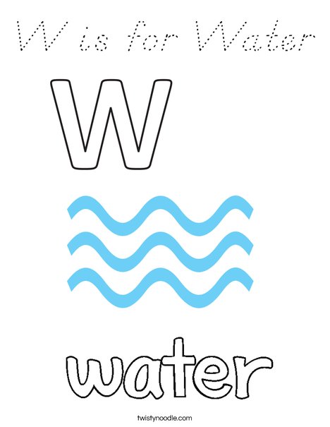 W is for Water Coloring Page