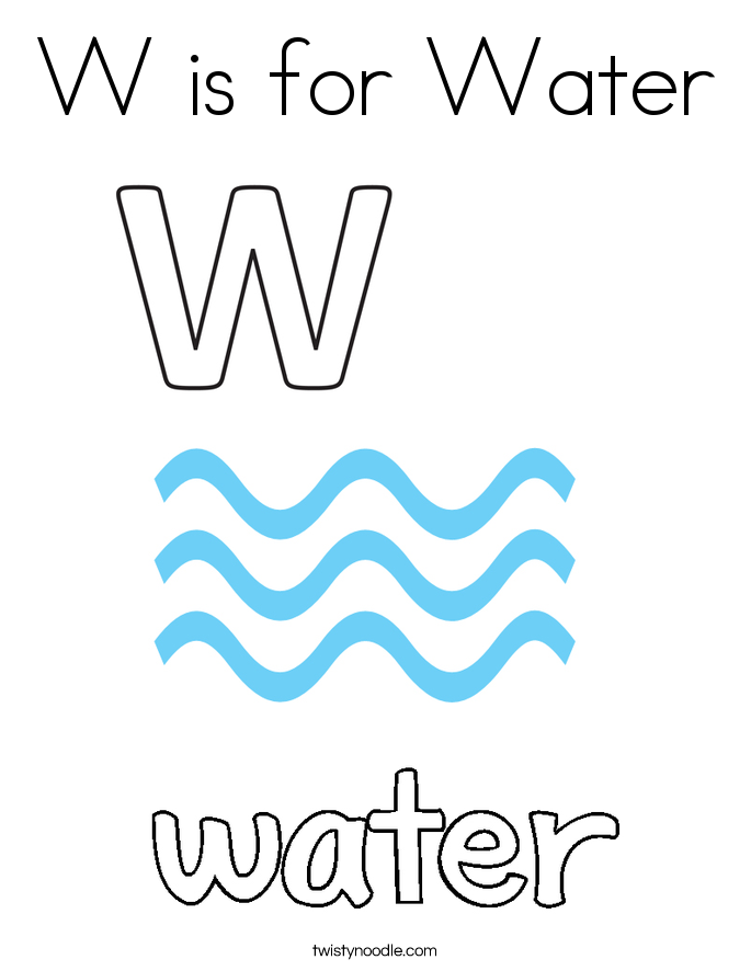 W is for Water Coloring Page - Twisty Noodle