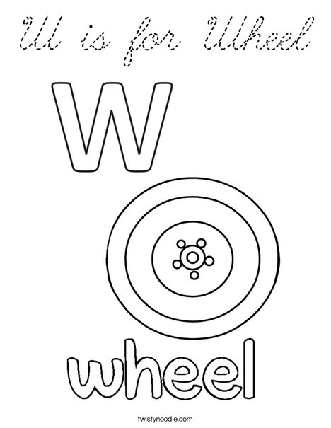 W is for Wheel Coloring Page