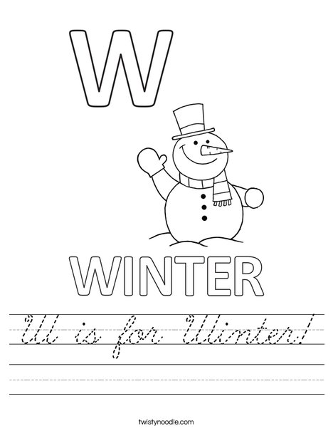 W is for Winter Worksheet