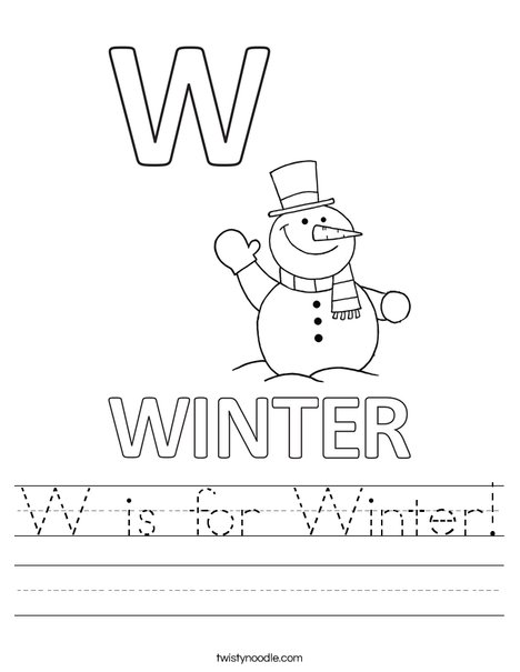 w is for winter worksheet twisty noodle