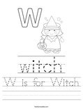 W is for Witch Worksheet