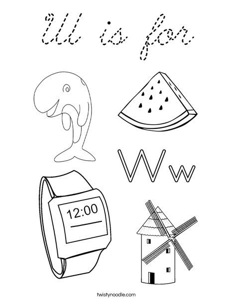 W is for Coloring Page