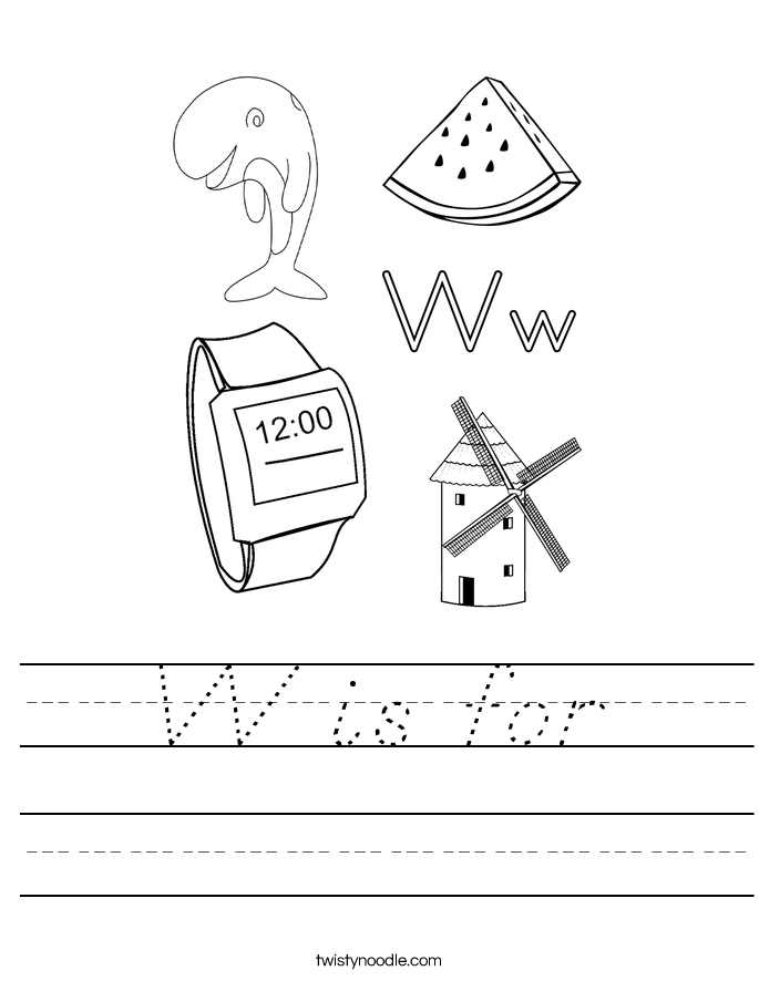 W is for Worksheet - D'Nealian - Twisty Noodle