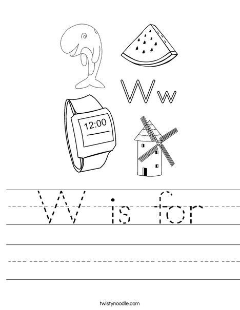 w is for worksheet twisty noodle