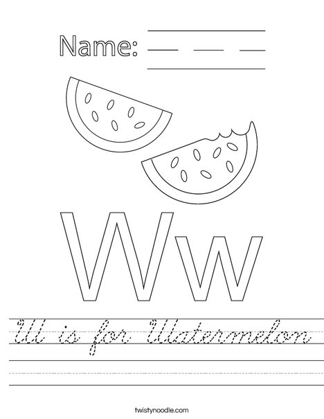W is Watermelon Worksheet