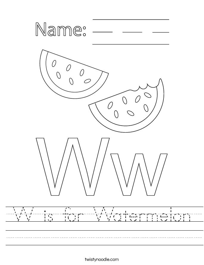 W is for Watermelon Worksheet