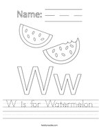 W is for Watermelon Handwriting Sheet