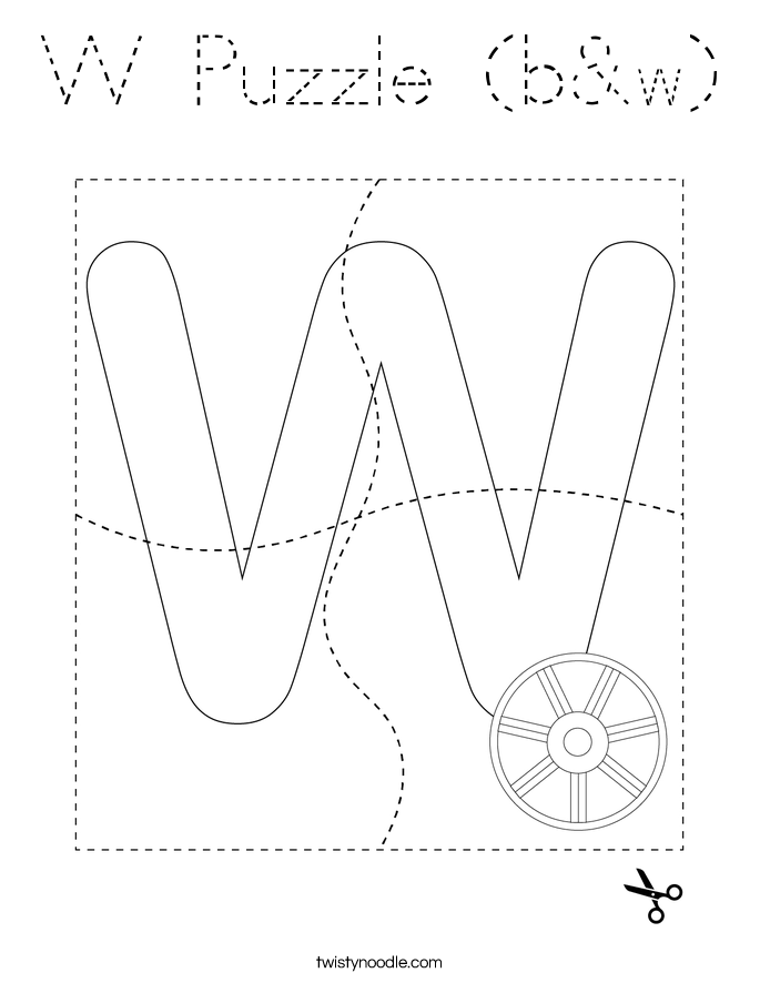 W Puzzle (b&w) Coloring Page