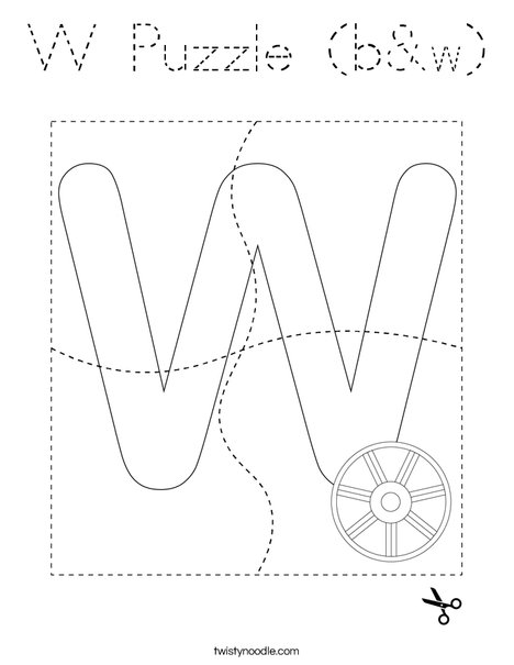 W Puzzle (b&w) Coloring Page