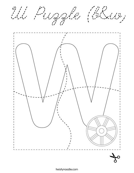 W Puzzle (b&w) Coloring Page