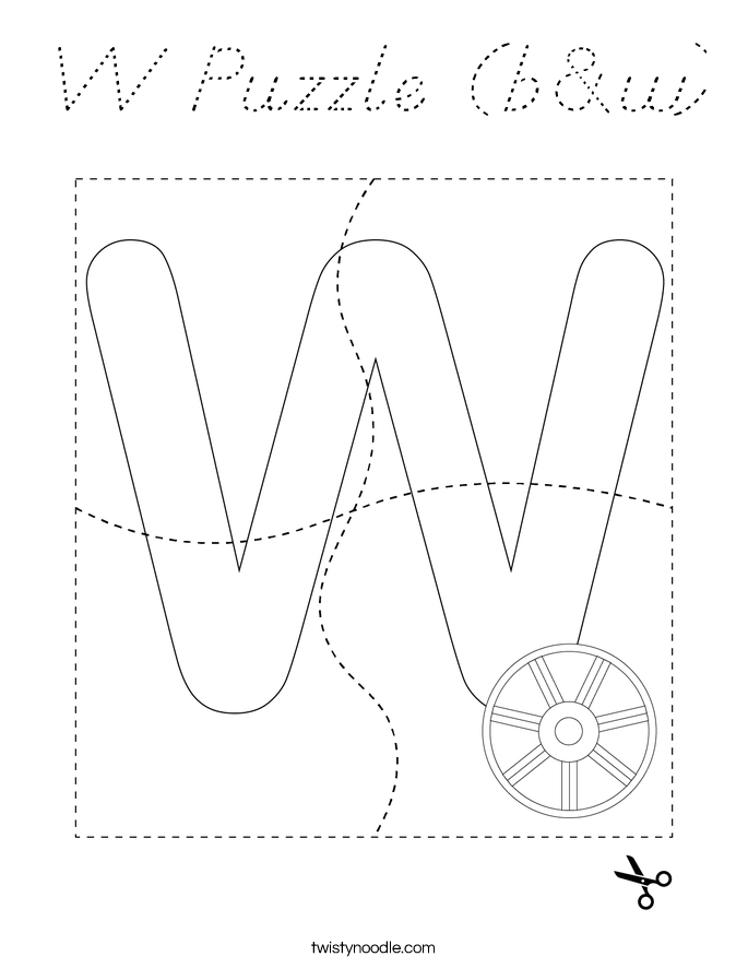 W Puzzle (b&w) Coloring Page