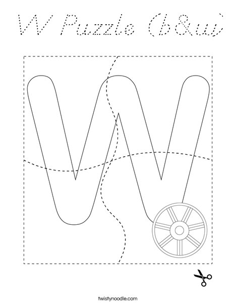 W Puzzle (b&w) Coloring Page