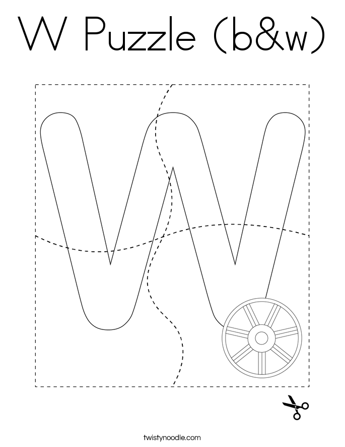 W Puzzle (b&w) Coloring Page