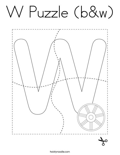 W Puzzle (b&w) Coloring Page