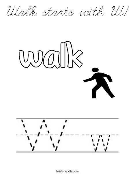 Walk starts with W. Coloring Page