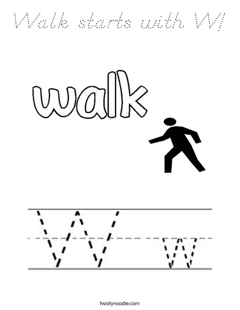 Walk starts with W. Coloring Page