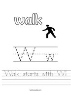 Walk starts with W Handwriting Sheet