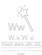 Wand starts with W Handwriting Sheet