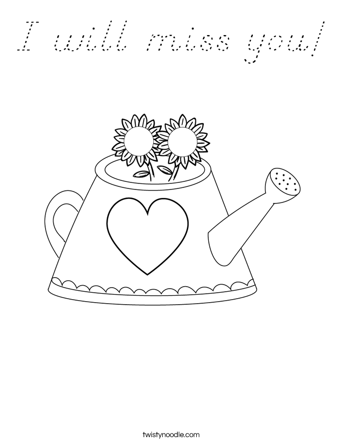 I will miss you! Coloring Page