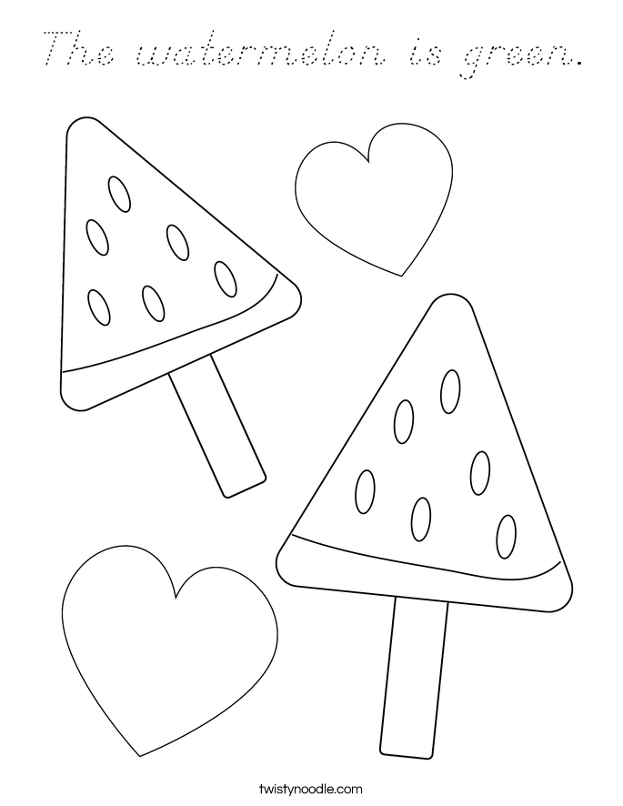 The watermelon is green. Coloring Page