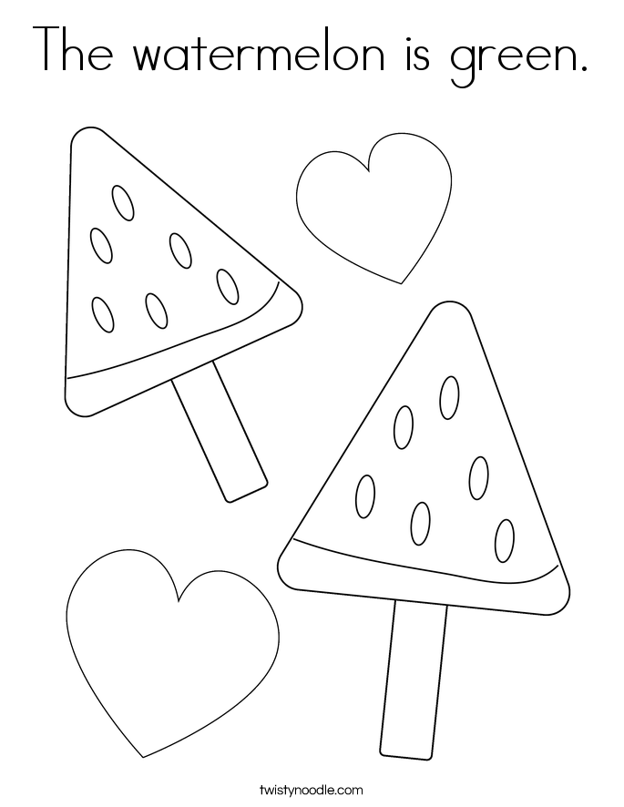 The watermelon is green. Coloring Page