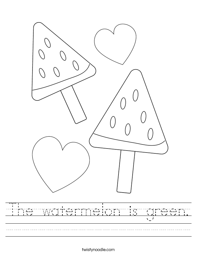 The watermelon is green. Worksheet