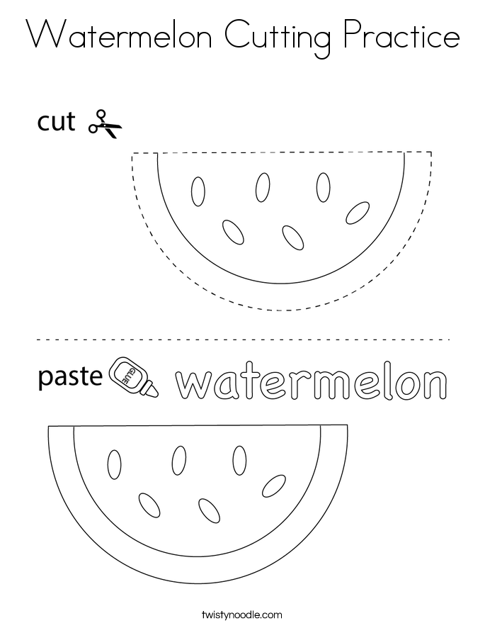 Watermelon Cutting Practice Coloring Page
