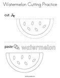 Watermelon Cutting Practice Coloring Page