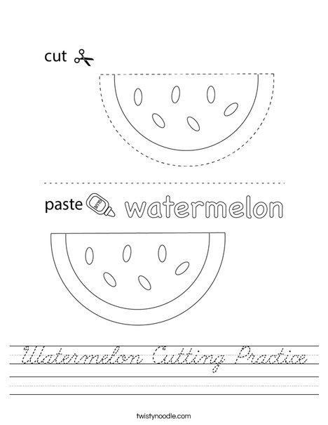 Watermelon Cutting Practice Worksheet