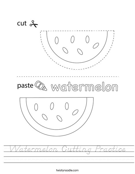 Watermelon Cutting Practice Worksheet