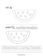 Watermelon Cutting Practice Handwriting Sheet