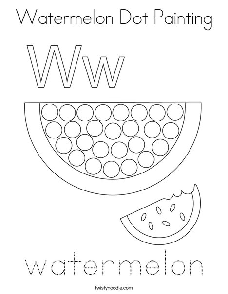 Watermelon Dot Painting Coloring Page
