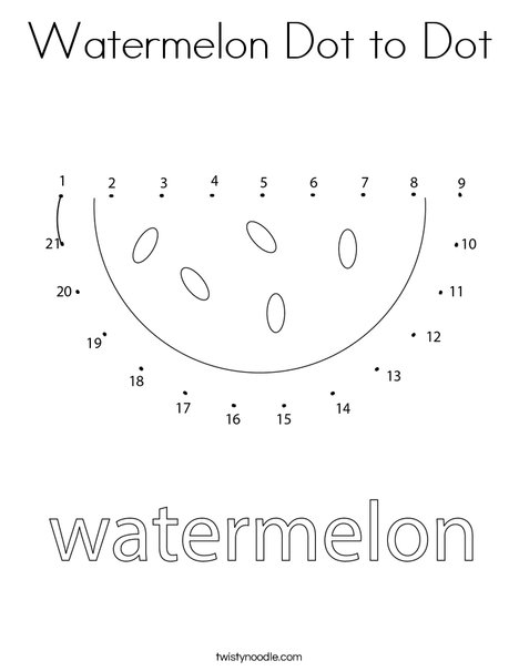 Watermelon Dot to Dot Coloring Page
