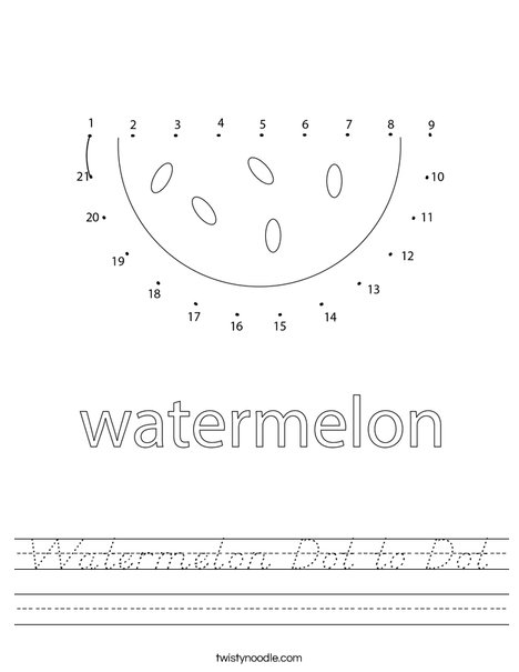 Watermelon Dot to Dot Worksheet