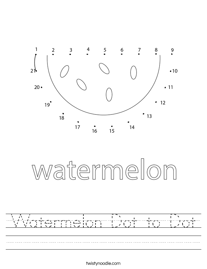 Watermelon Dot to Dot Worksheet