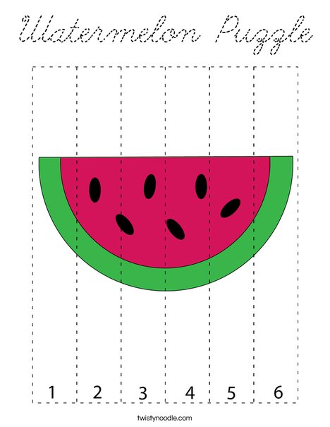 Watermelon Puzzle  Coloring Page