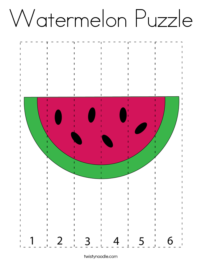 Watermelon Puzzle Coloring Page