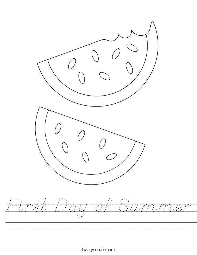 First Day of Summer Worksheet