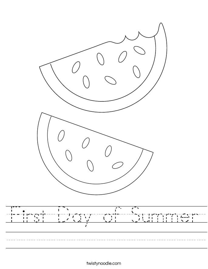First Day of Summer Worksheet
