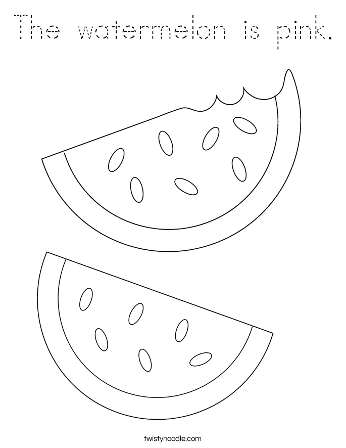 The watermelon is pink. Coloring Page