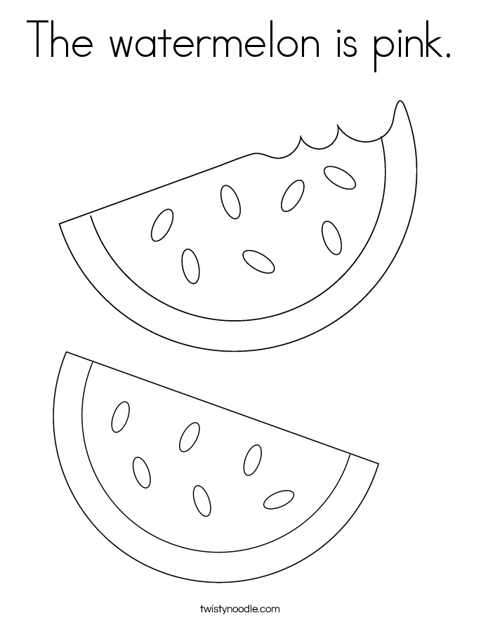 The watermelon is pink. Coloring Page